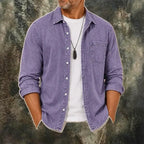 Washed Long-Sleeve Denim Shirt — unified background