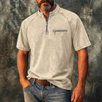 Washed Mandarin-Collar T-Shirt — unified background