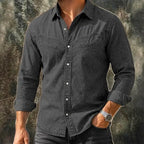 Acid-Wash Long-Sleeve Denim Shirt — unified background