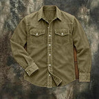 Acid-Wash Long-Sleeve Denim Shirt — unified background