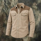 Acid-Wash Long-Sleeve Denim Shirt — unified background