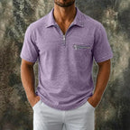 Acid-Wash Zip Polo Shirt — unified background