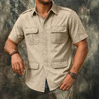 Short-Sleeve Denim Shirt — unified background