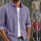 Washed Long-Sleeve Denim Shirt — unified background
