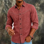 Acid-Wash Long-Sleeve Denim Shirt — unified background