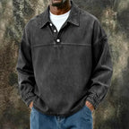 Washed Long-Sleeve Polo Shirt — unified background
