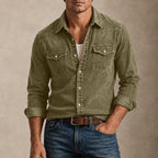 Washed Long-Sleeve Denim Shirt