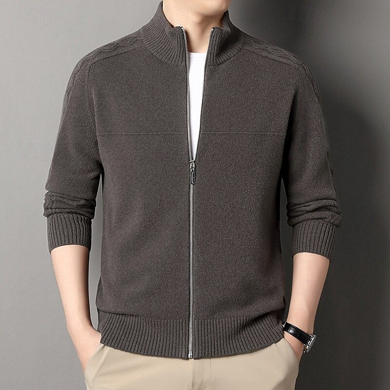 Cashmere Zip Sweater Knit Turtleneck - oukumen