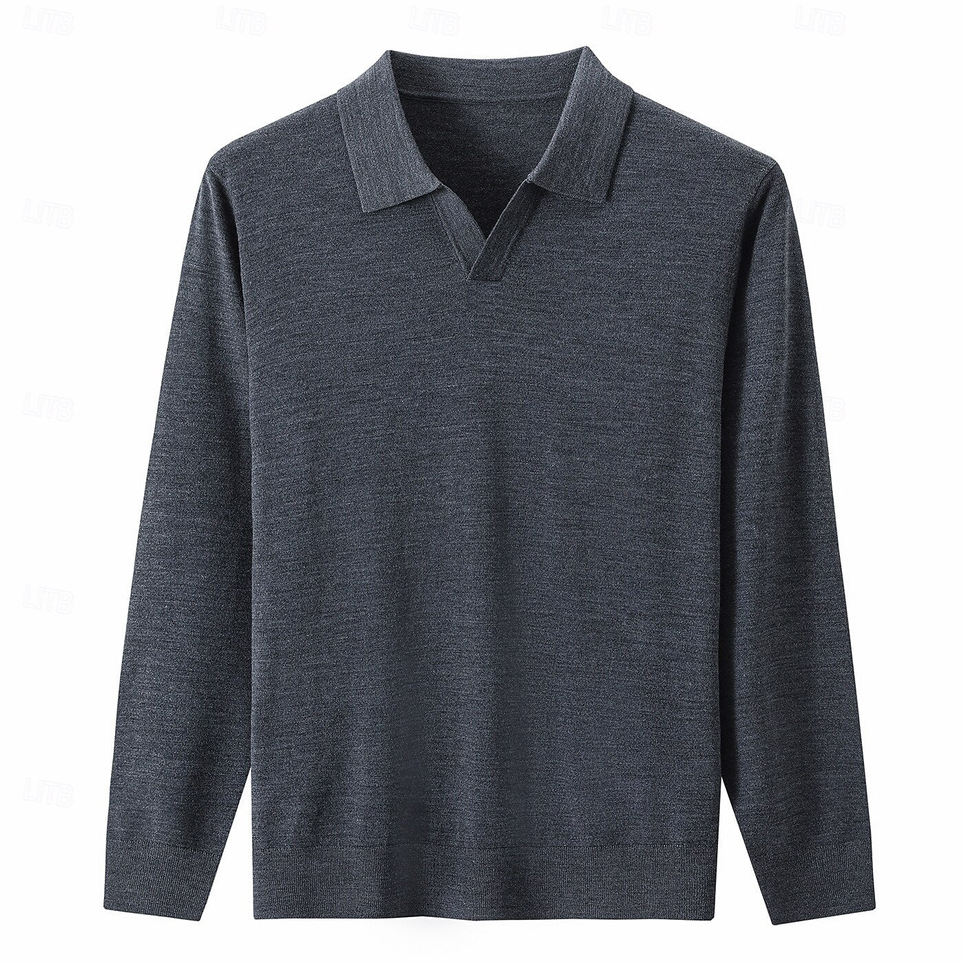 100% Wool Knit V Neck Turndown  Pullover Sweater - oukumen