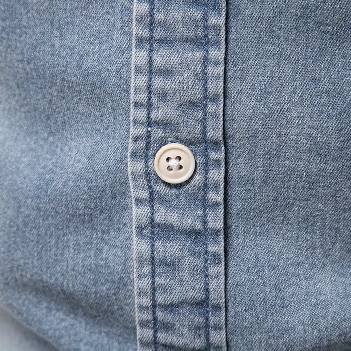 Long Sleeve Solid Color Denim Shirt