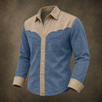 Acid-Wash Long-Sleeve Denim Shirt