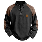 Color-Block Acid-Wash Henley Shirt