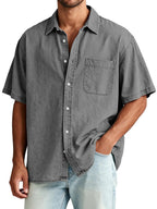 Acid-Wash Short-Sleeve Shirt
