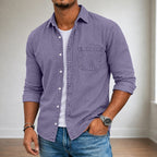 Washed Long-Sleeve Denim Shirt