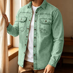 Acid-Wash Long-Sleeve Denim Shirt
