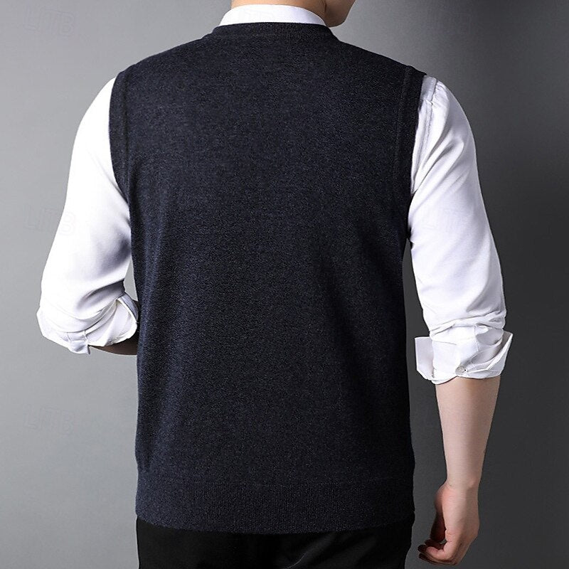 Classic Fit Wool Check Sweater Vest