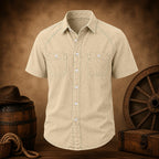 Acid-Wash Short-Sleeve Denim Shirt