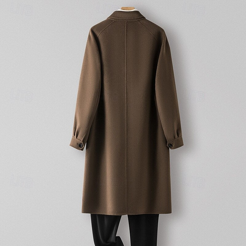 100% Wool Rolled collar Coat - oukumen