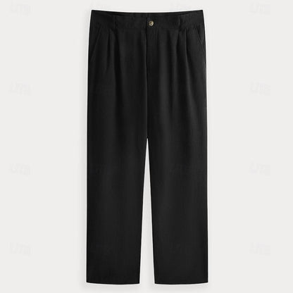 Men's Linen Pants Trousers Black - oukumen