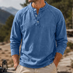 Washed Long-Sleeve Henley Shirt