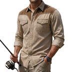 Acid-Wash Long-Sleeve Denim Shirt