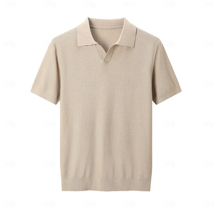 Linen-Silk Breathable Knit Polo