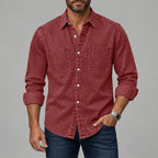Acid-Wash Long-Sleeve Denim Shirt