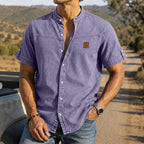 Washed Short-Sleeve Denim Shirt