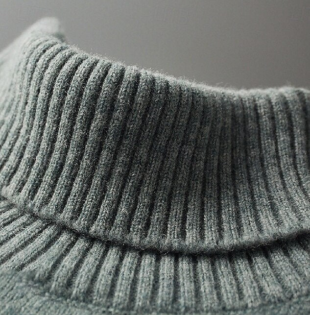 100% Merino Wool Turtleneck Sweater - oukumen