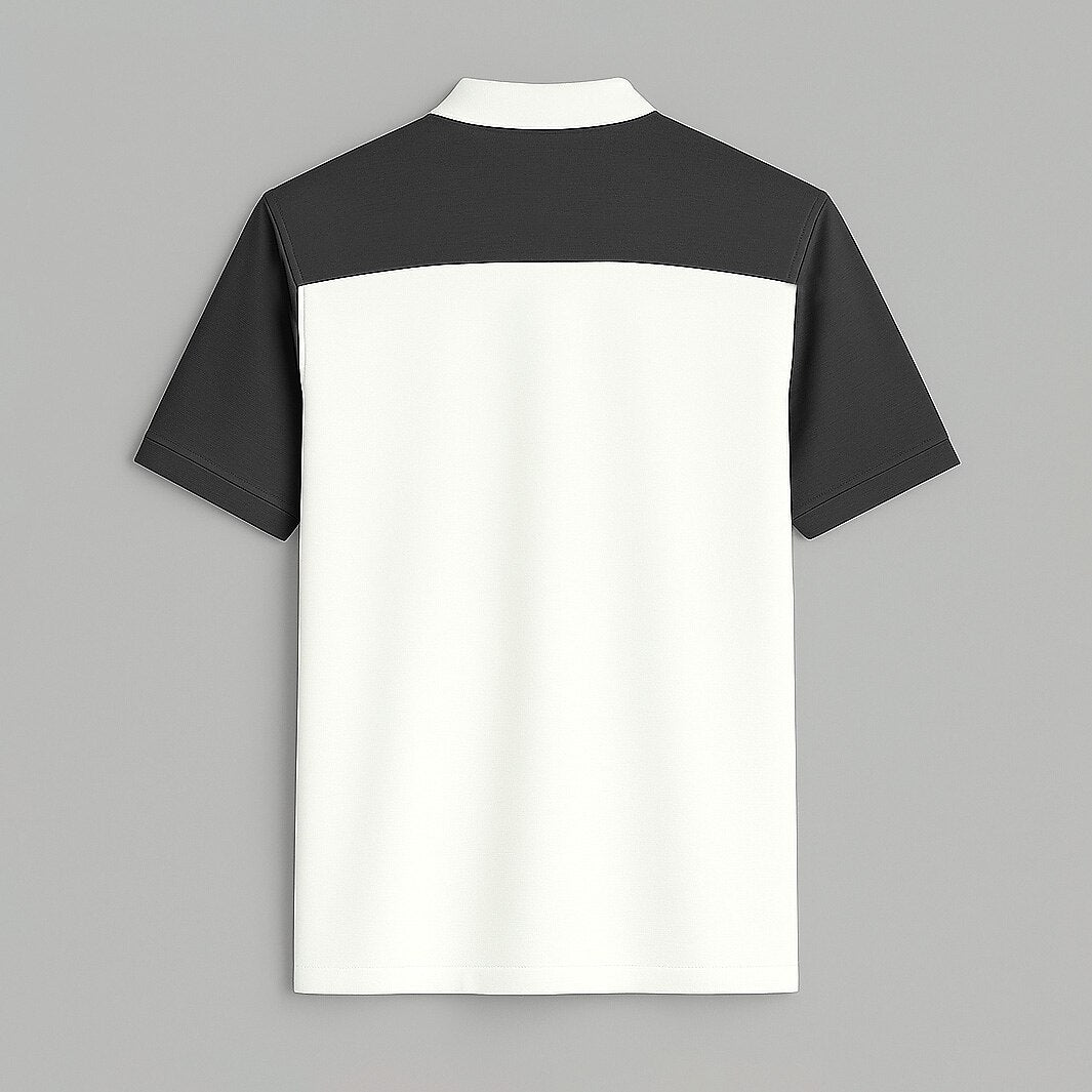 100% Cotton Color Block Hidden Placket Polo - oukumen