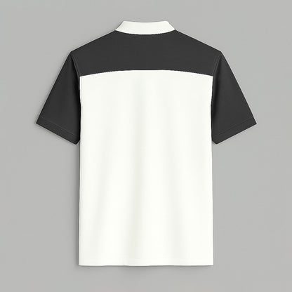 100% Cotton Color Block Hidden Placket Polo - oukumen