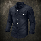Acid-Wash Long-Sleeve Denim Shirt
