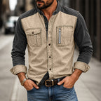 Color-Block Acid-Wash Shirt