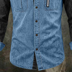 Acid-Wash Mandarin-Collar Shirt