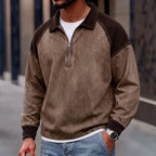 Patchwork Long-Sleeve Polo Shirt