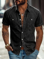 Acid-Wash Short-Sleeve Shirt