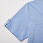 Acid-Wash Short-Sleeve Henley Shirt