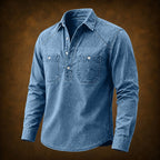 Acid-Wash Long-Sleeve Denim Shirt