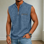 Stand-Collar Zip-Pocket T-Shirt