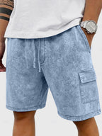 Acid-Wash Drawstring Shorts