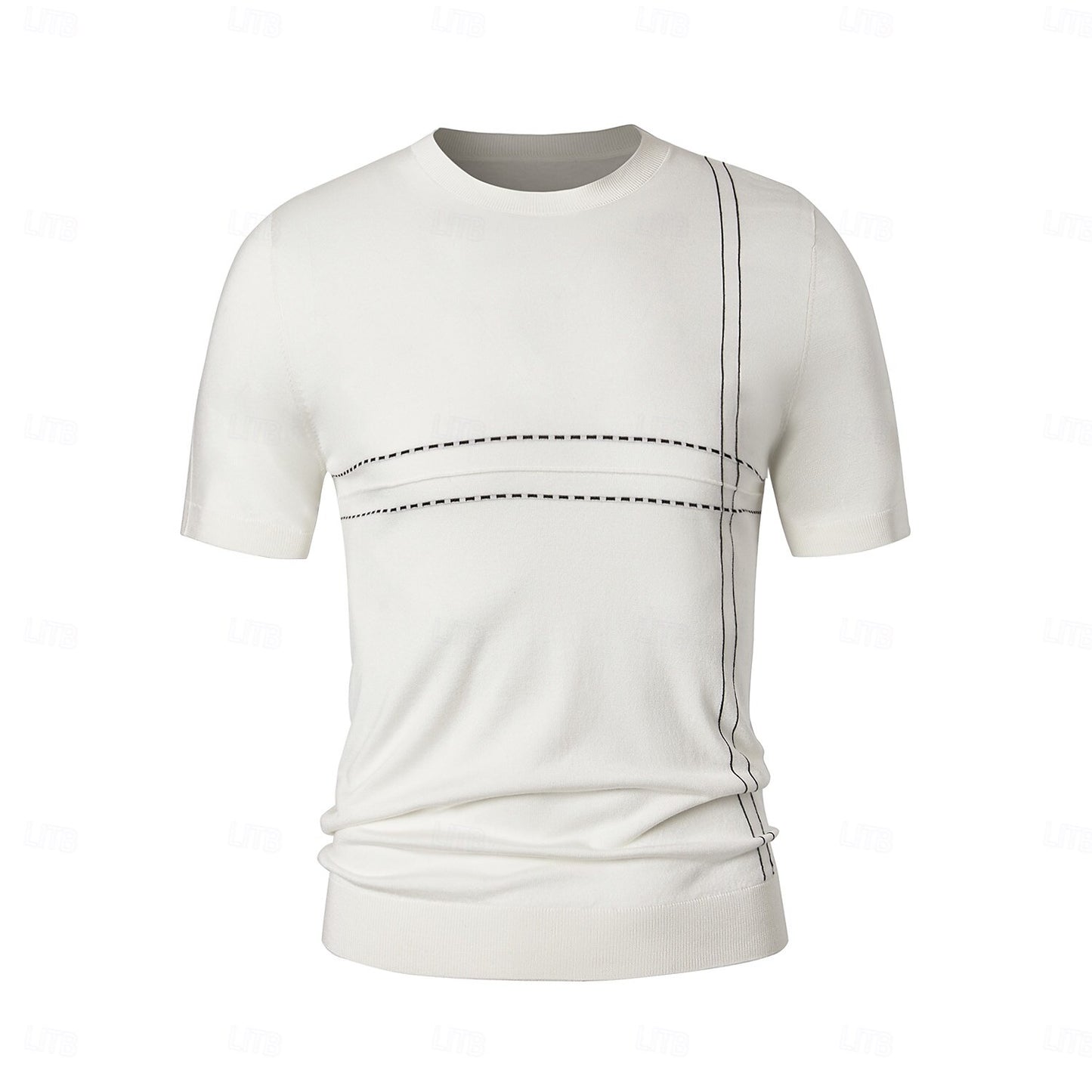 Lyocell Nylon Stripe Knit T-shirt