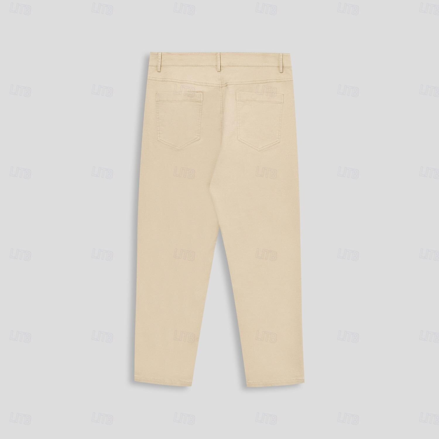 Cotton Solid Color Full Length Chinos - oukumen