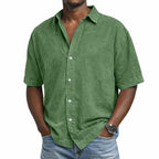 Acid-Wash Short-Sleeve Denim Shirt