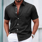 Washed Short-Sleeve Denim Shirt