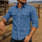 Acid-Wash Long-Sleeve Denim Shirt