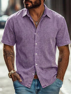 Acid-Wash Short-Sleeve Shirt