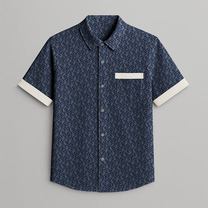 100% Cotton Paisley Print Short Sleeve Shirt - oukumen