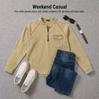 Distressed Long-Sleeve Henley Shirt
