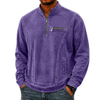 Acid-Wash Zip-Pocket Polo Shirt