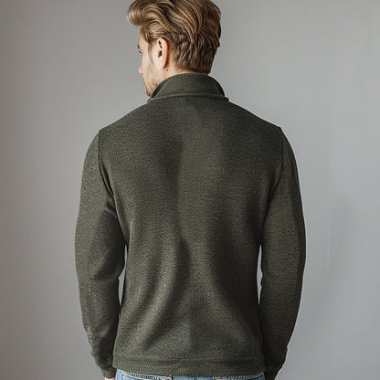 100% Merino Wool Zip Sweater - oukumen